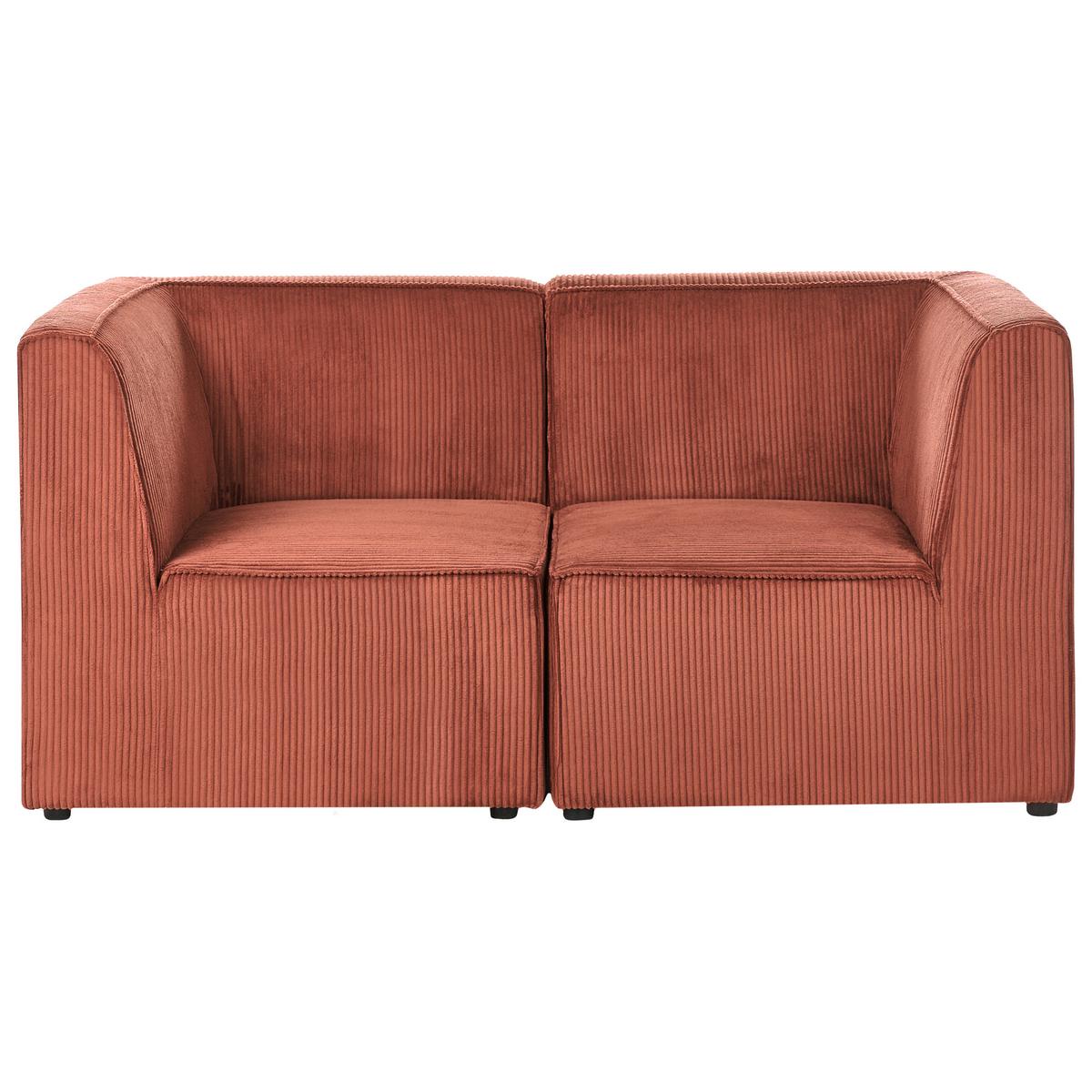 2-SITZER-SOFA Goldbraun Cord Lemvig - Goldfarben/Braun, Textil (166/78/83cm) - Beliani