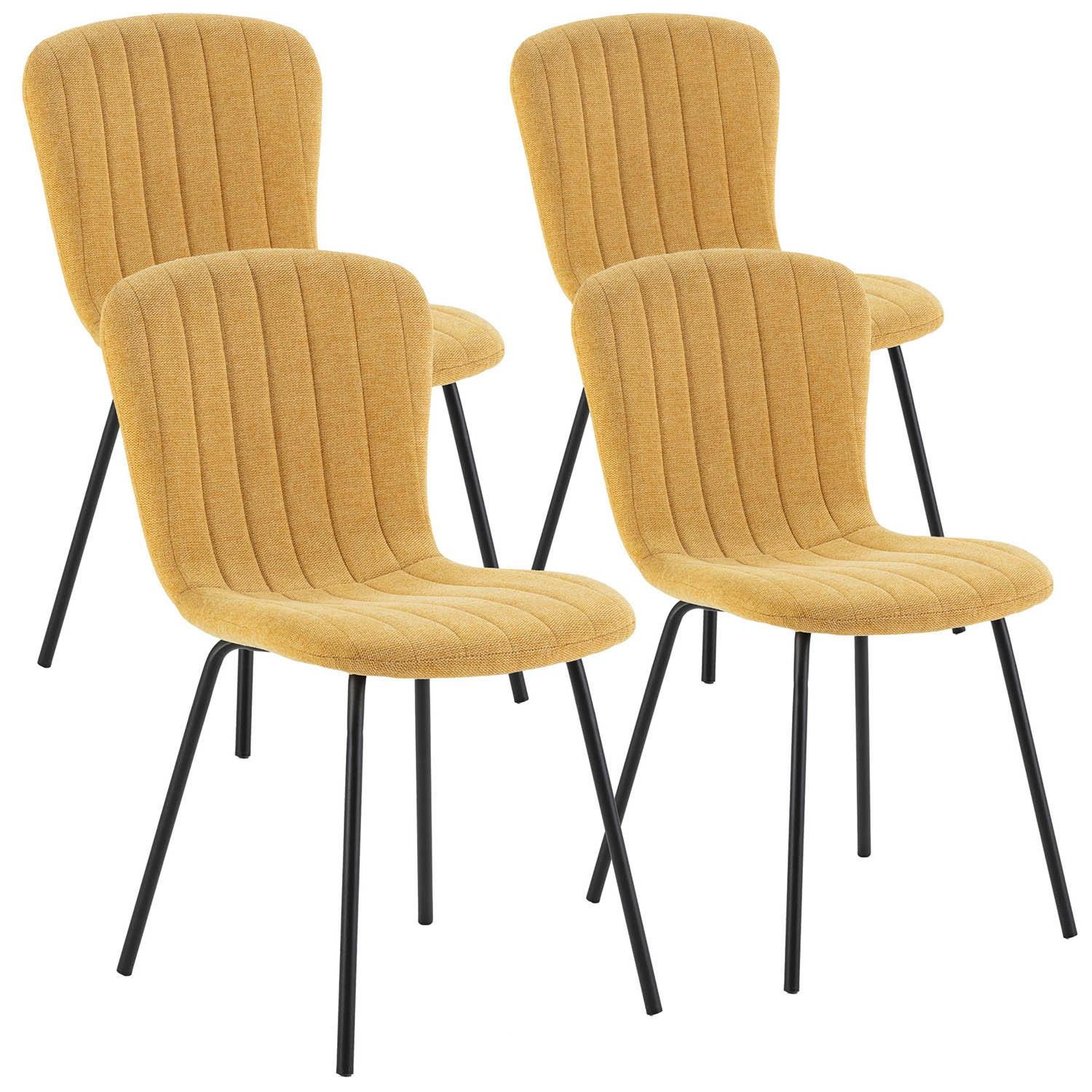 STUHL 4er-Set Lucky senffarbener Stoff - Currygelb, Textil/Metall (46/85/57cm) - VS Venta-stock