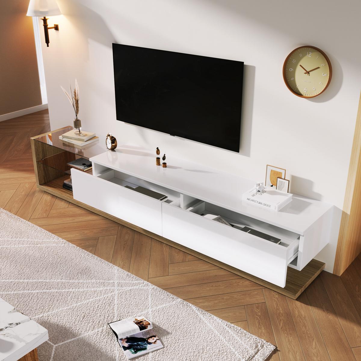 TV-MÖBEL Weiß 170/36/38CM - Schwarz, Holzwerkstoff (36/38/170cm) - Urban Meuble