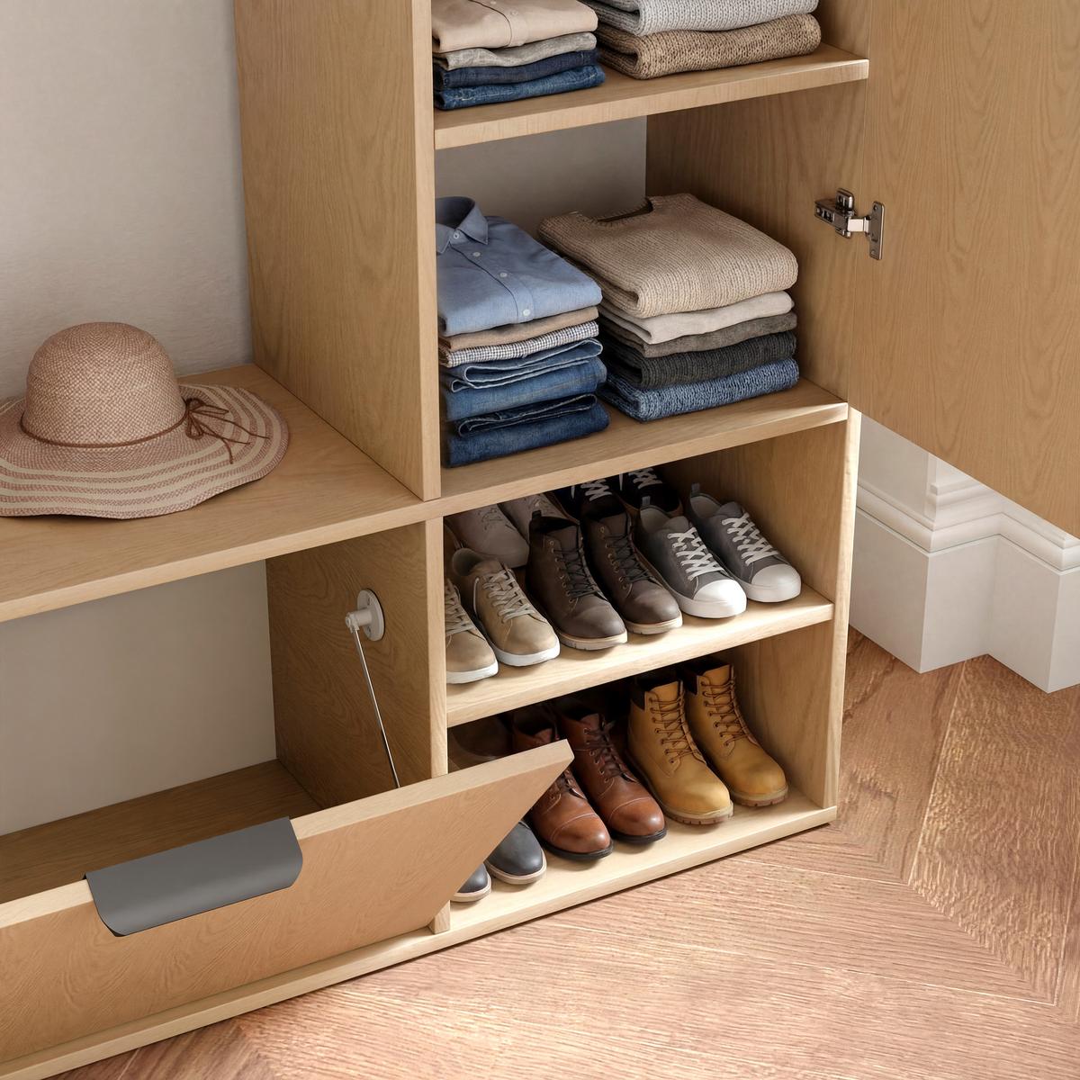 GARDEROBE mit Spiegel ELIOR - Naturfarben, Holz (100/189.4/33cm) - Idohome