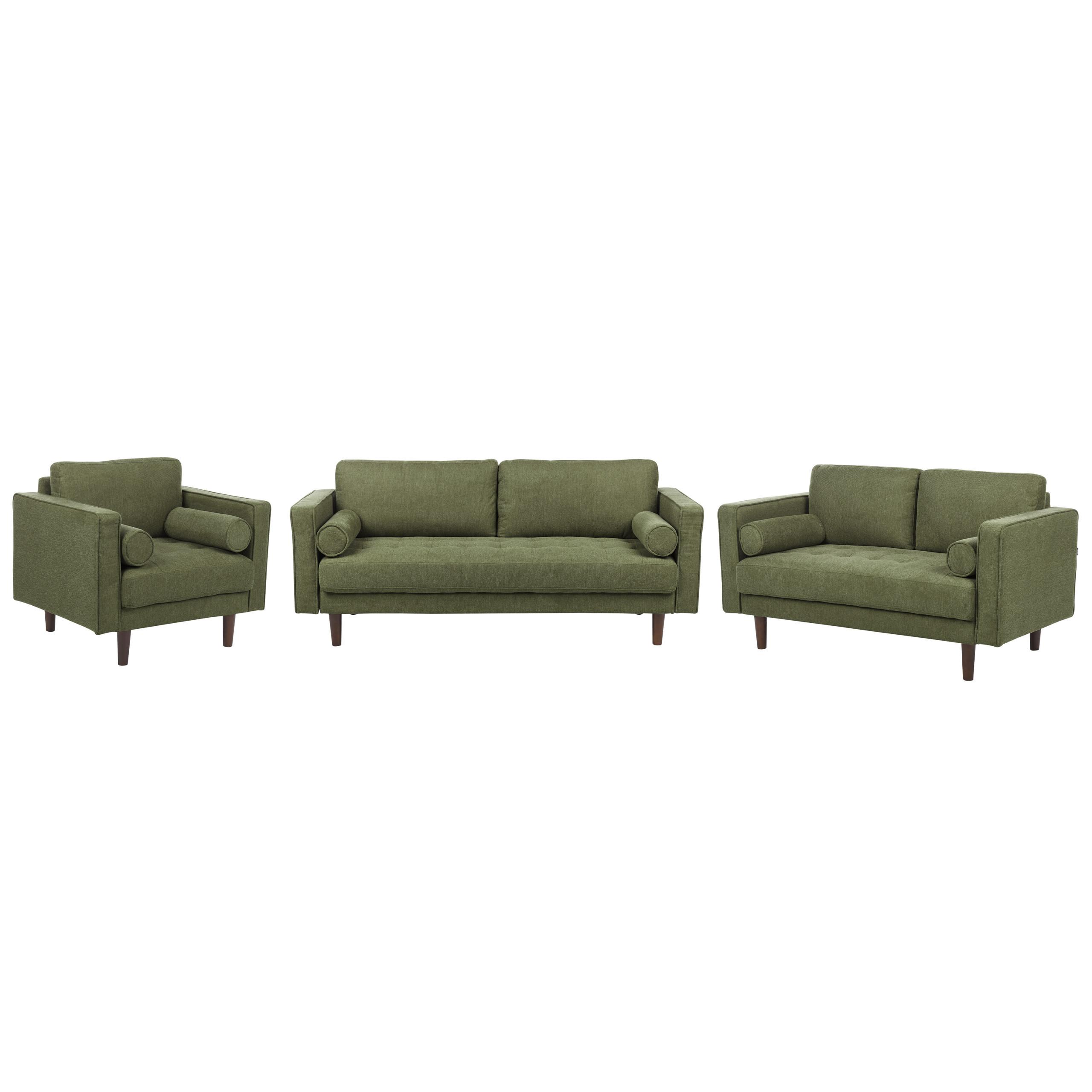 SOFA-SET 6-sitzer dunkelgrün Nurmo - Dunkelbraun/Grün, Textil (74/74/177cm) - Beliani