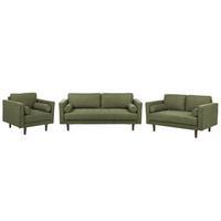 SOFA-SET 6-sitzer dunkelgrün Nurmo - Dunkelbraun/Grün, Textil (74/74/177cm) - Beliani