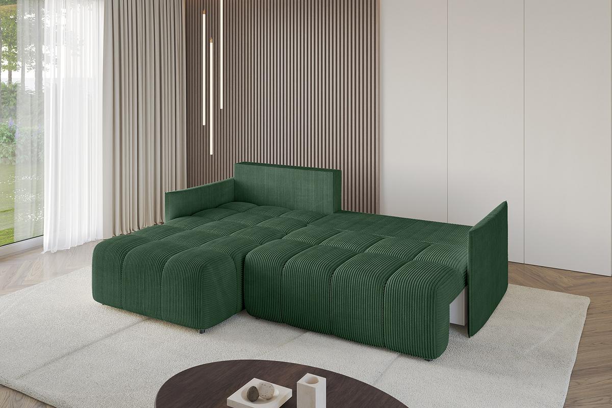 ECKSOFA Ottomane links LONLI-L 251x189x68 Grün Cord - Grün, Holzwerkstoff/Kunststoff (251/189cm) - ALTDECOR