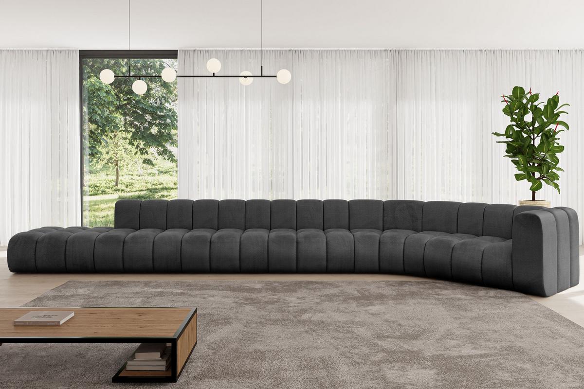 ECKSOFA modulares Sofa Tilmo-L3 - 581x194x70 cm Schwarz - Schwarz, Holzwerkstoff/Textil (581/194cm) - ALTDECOR
