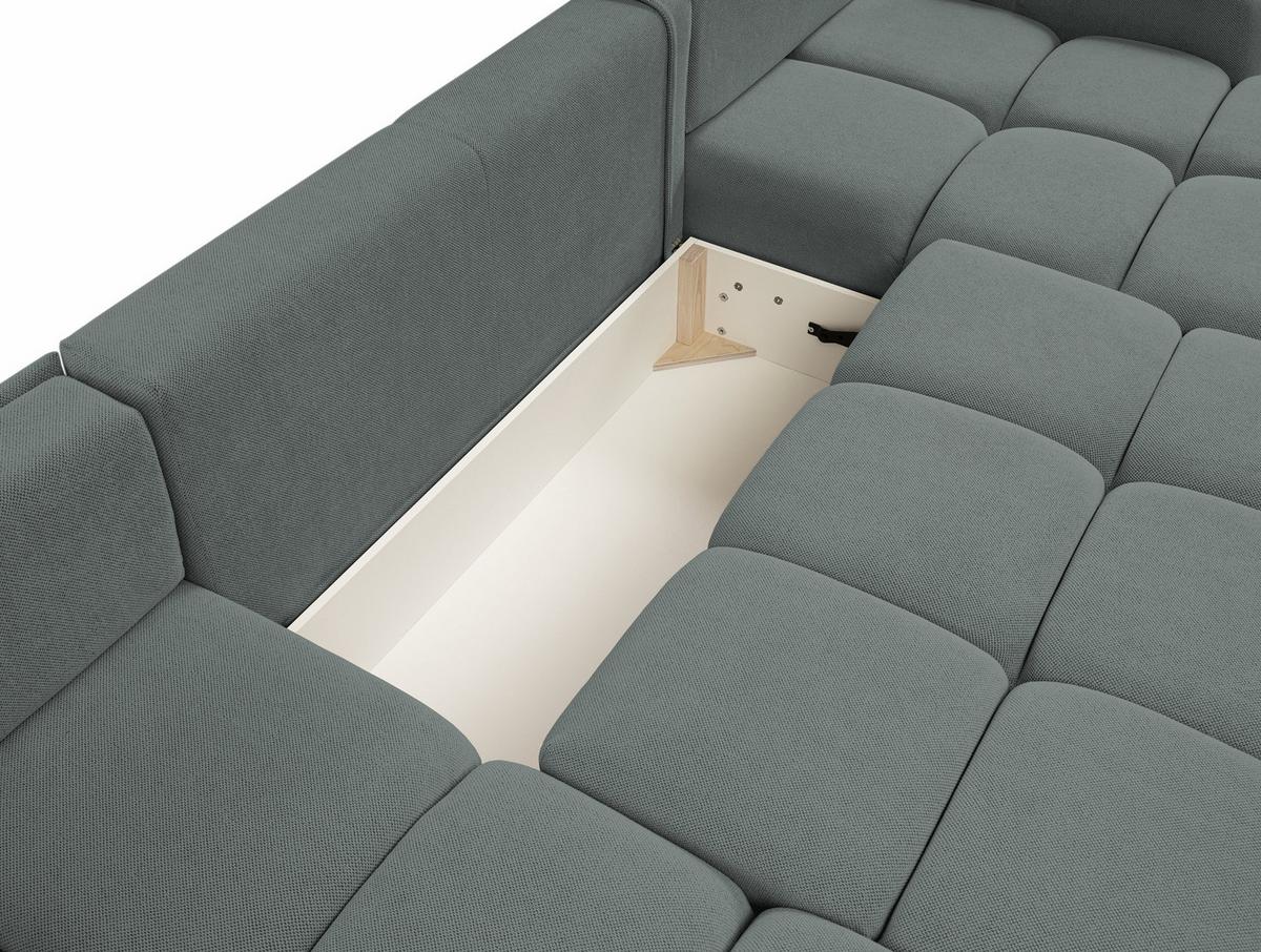 WOHNLANDSCHAFT DUCA U Grau Jersey mit Schlaffunktion - Grau, Holz (359/88/177cm) - MASSENO