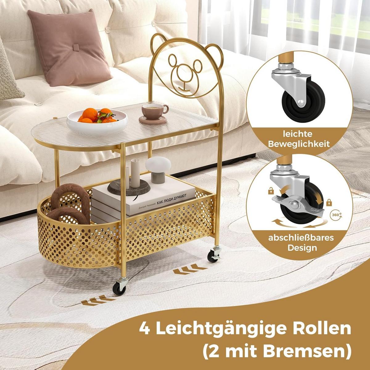 BEISTELLTISCH Gold - Goldfarben, Metall (40/60/76cm) - COSTWAY