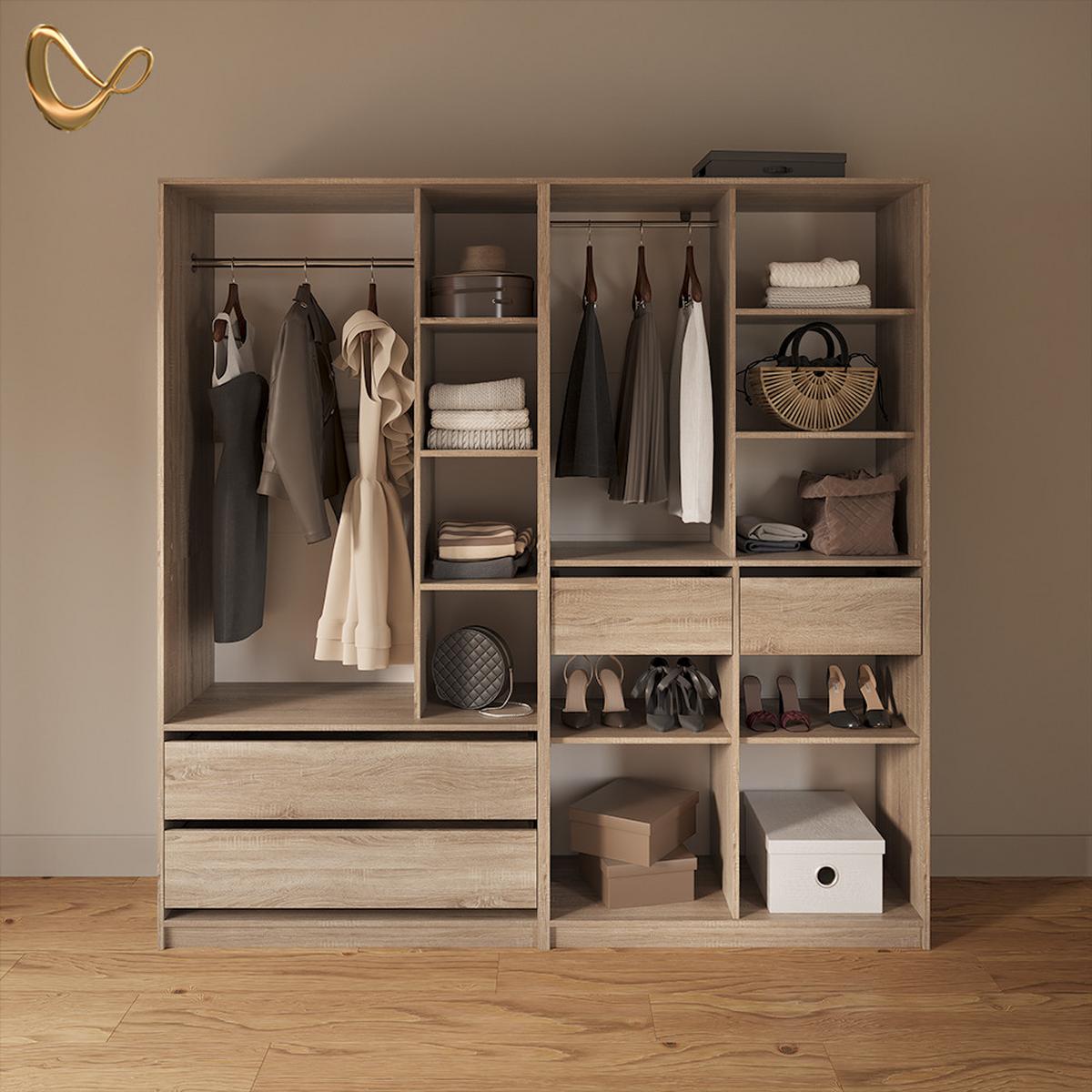 KLEIDERSCHRANK Trento Sonoma 2er Set - Sonoma Eiche, Holzwerkstoff (100/200/50cm) - Livinity®