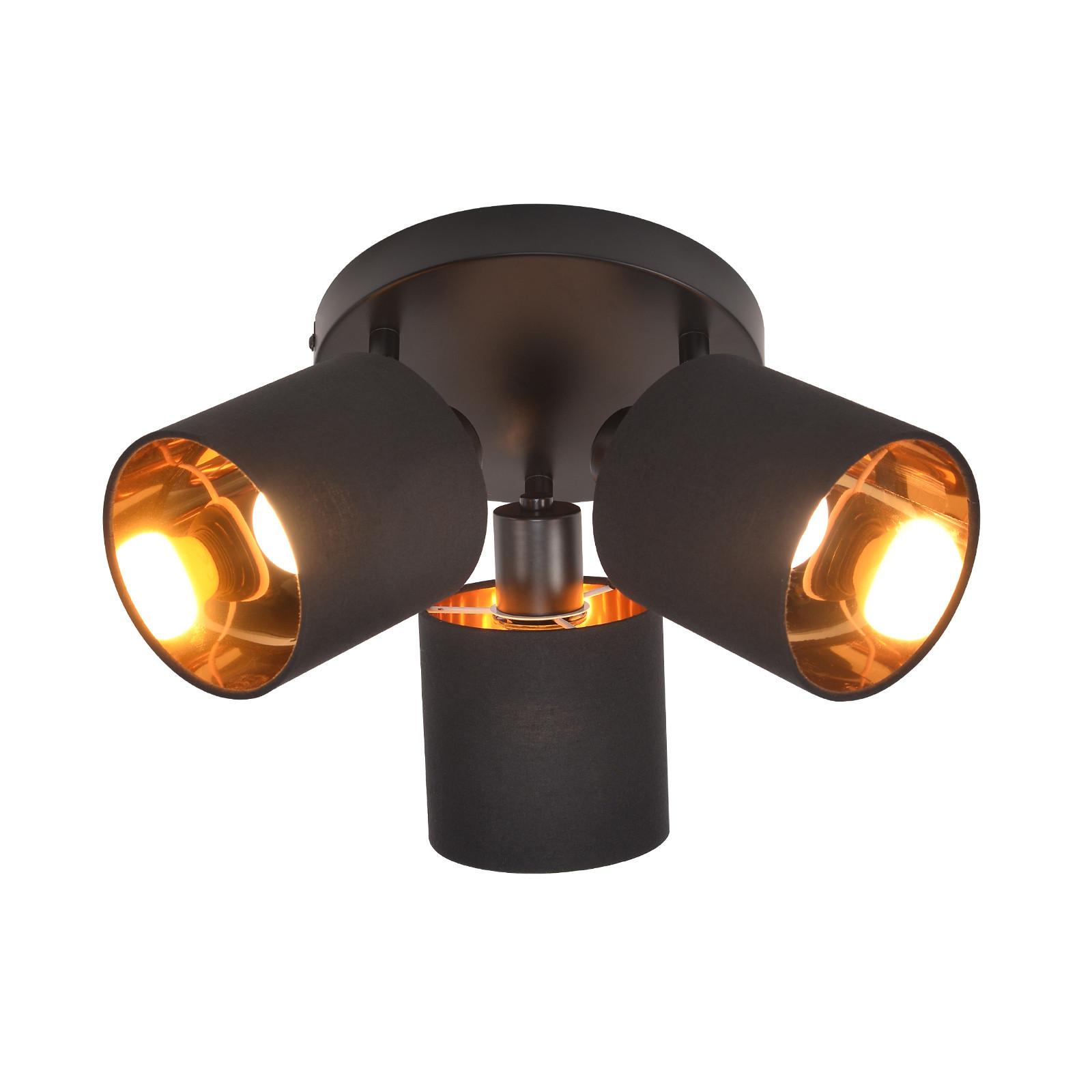 DECKENSTRAHLER Brand 3-flammig 25/25/21 cm - Schwarz, Textil (25/25/21cm) - Nettlife