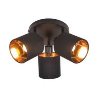 DECKENSTRAHLER Brand 3-flammig 25/25/21 cm - Schwarz, Textil (25/25/21cm) - Nettlife
