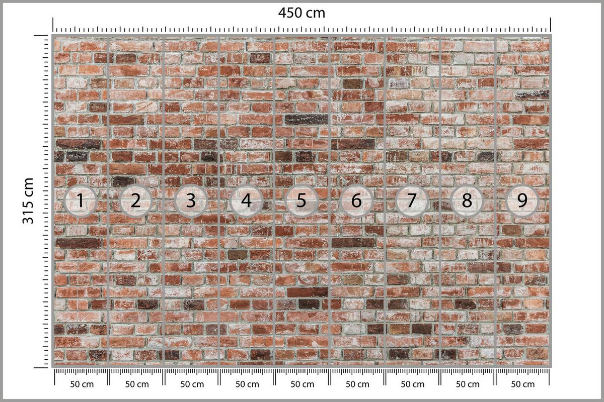 FOTOTAPETE für Büro Ziegelmauer Wand Abstraktion 450x315 - Braun, Papier (450/315cm) - Muralo