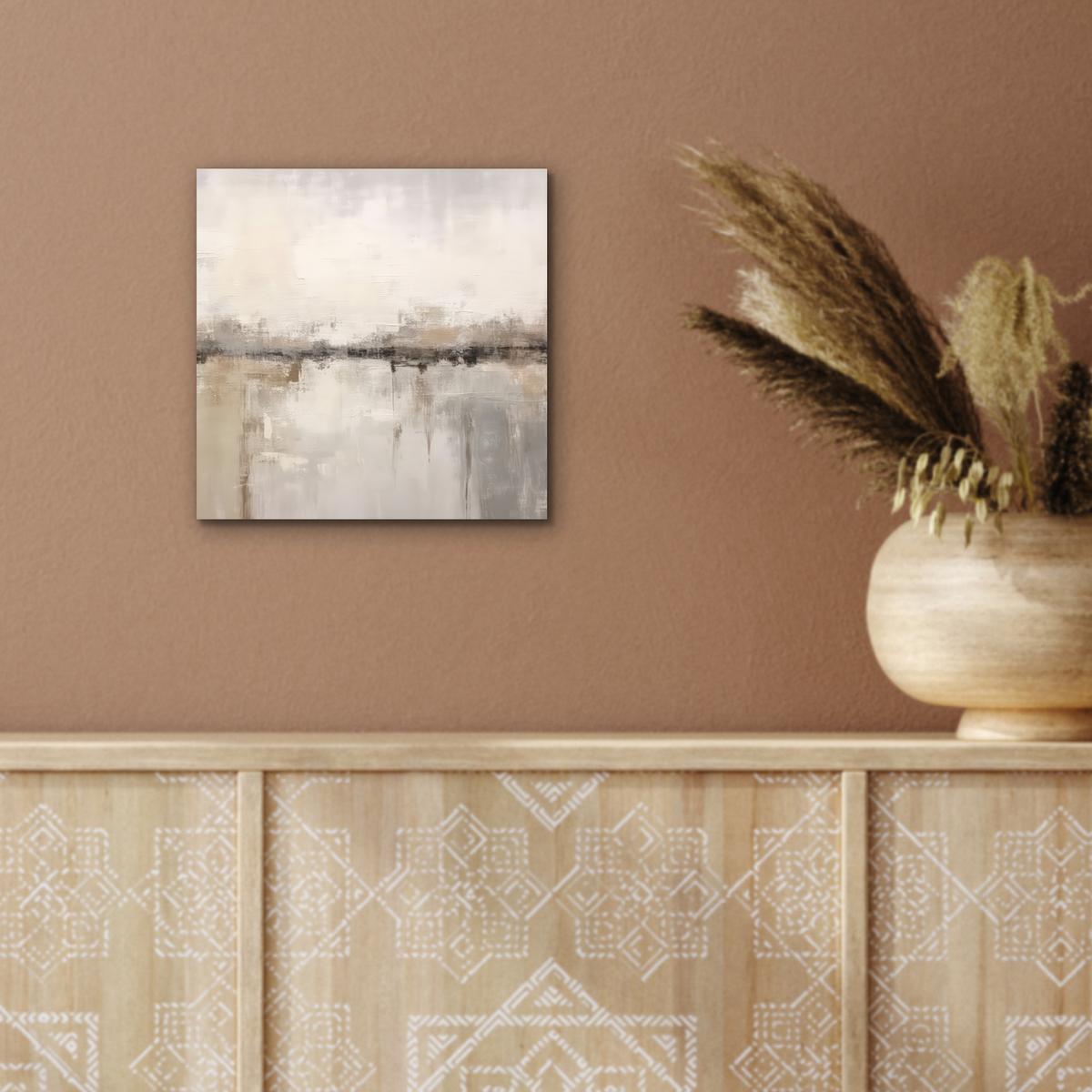 METALLBILD Moderne Kunst - Abstrakt - Beige 20x20 cm - Beige, Metall (20/20cm) - MuchoWow