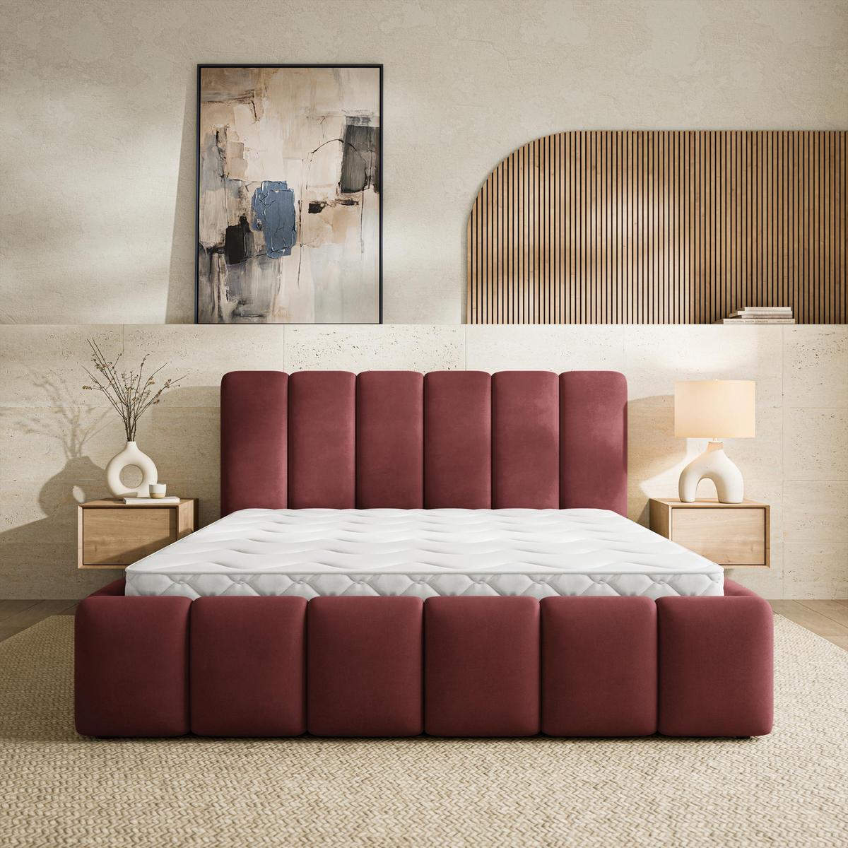 POLSTERBETT RANIS 160x200 cm mit Bettkästen - Rot - Rot, Holz/Textil (160/200cm) - MASSENO