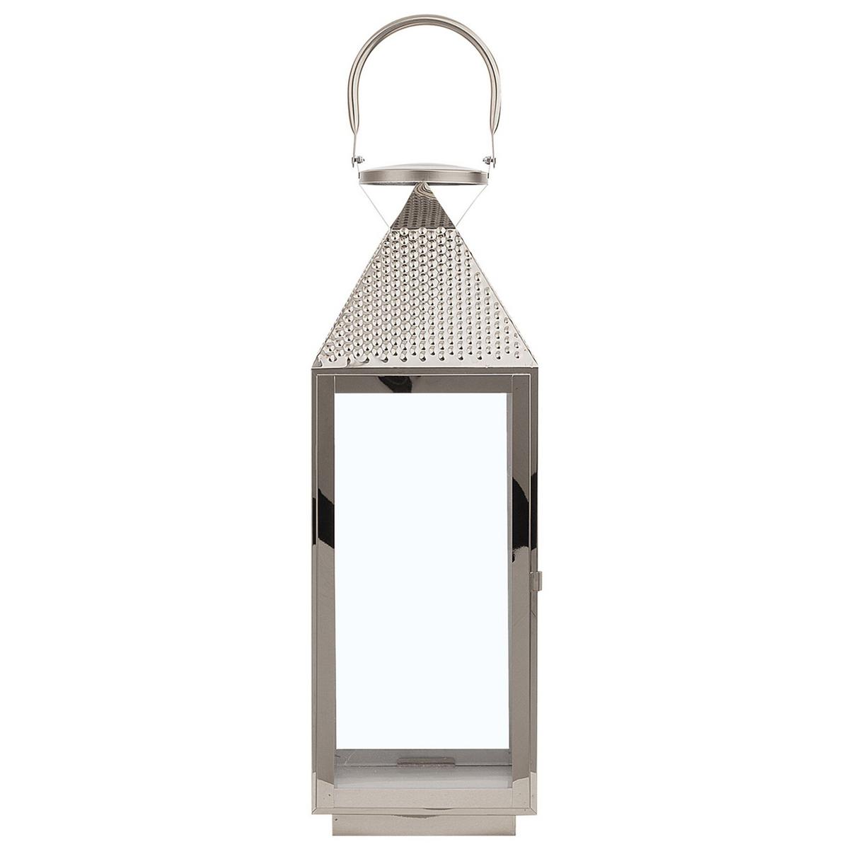 LATERNE Edelstahl 55 cm Silber Bali - Silberfarben, Metall (18/55/18cm) - Beliani