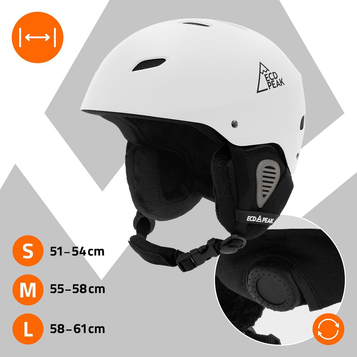 SKIHELM für Herren und Damen Snowboardhelm robust Weiß M 55-58 cm - Weiß, Kunststoff (29/23cm) - ECD-Germany