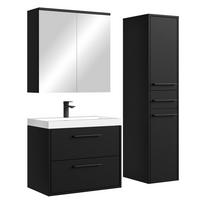 BADMÖBEL-SET Florence 4 Teile Schwarz Matt - 60 x 35 x 51 cm - Schwarz, Holz (60/51/35cm) - Badplaats