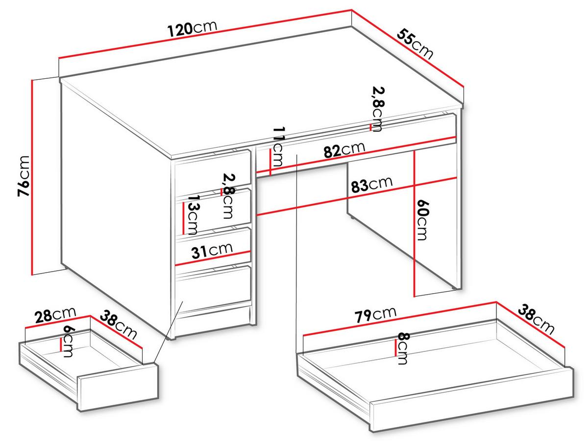 SCHREIBTISCH Ada - Braun, Holzwerkstoff (55/120/76cm) - MIRJAN24