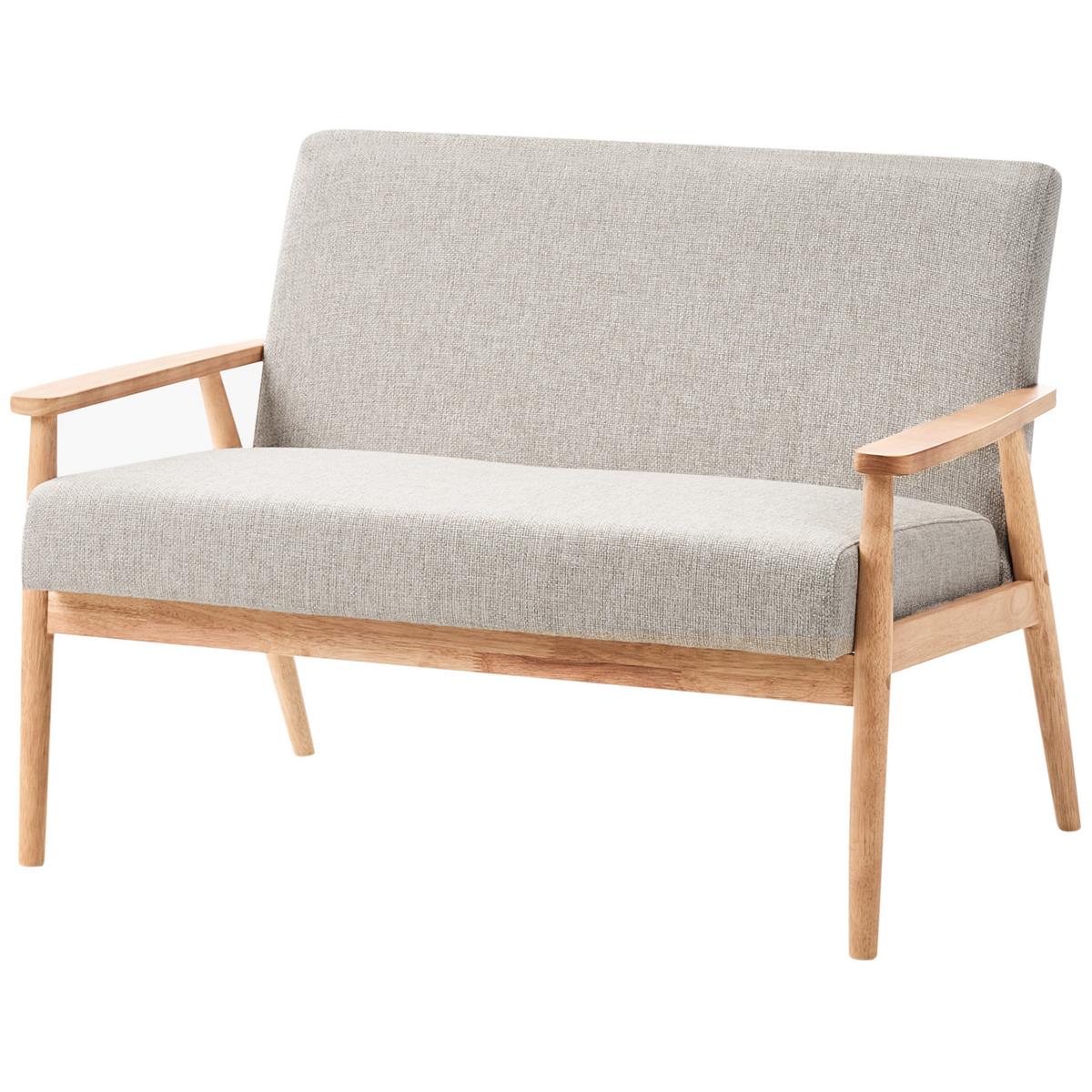 SOFA 2-Sitzer Hellbraun/Grau Esrum - Hellbraun/Grau, Holz/Textil (111/79/72cm) - Beliani