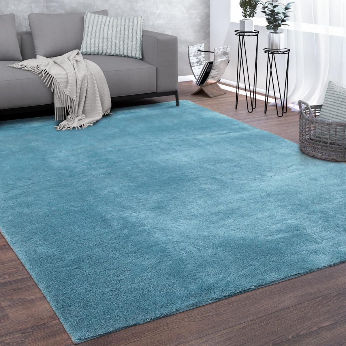 KURZFLORTEPPICH, einfarbig, Türkis, 60 x 100 cm - Blau, Textil (100/60cm) - KADIMA DESIGN