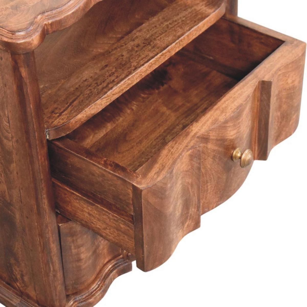 NACHTKASTEN 2 Schubladen und Offenes Regal, Dunkelbraun - Dunkelbraun/Messingfarben, Holz/Metall (55/63/40cm) - Artisan Furniture