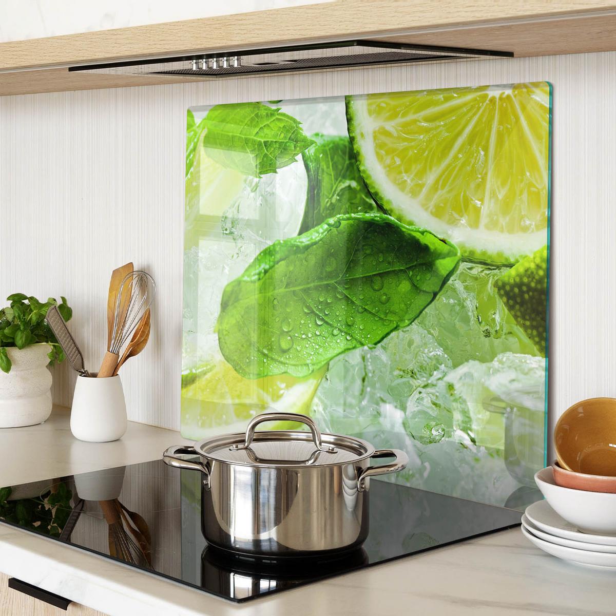 GLASPLATTE 60x52 cm Limette mit Eis - Grün, Glas (60/0.4/52cm) - TULUP