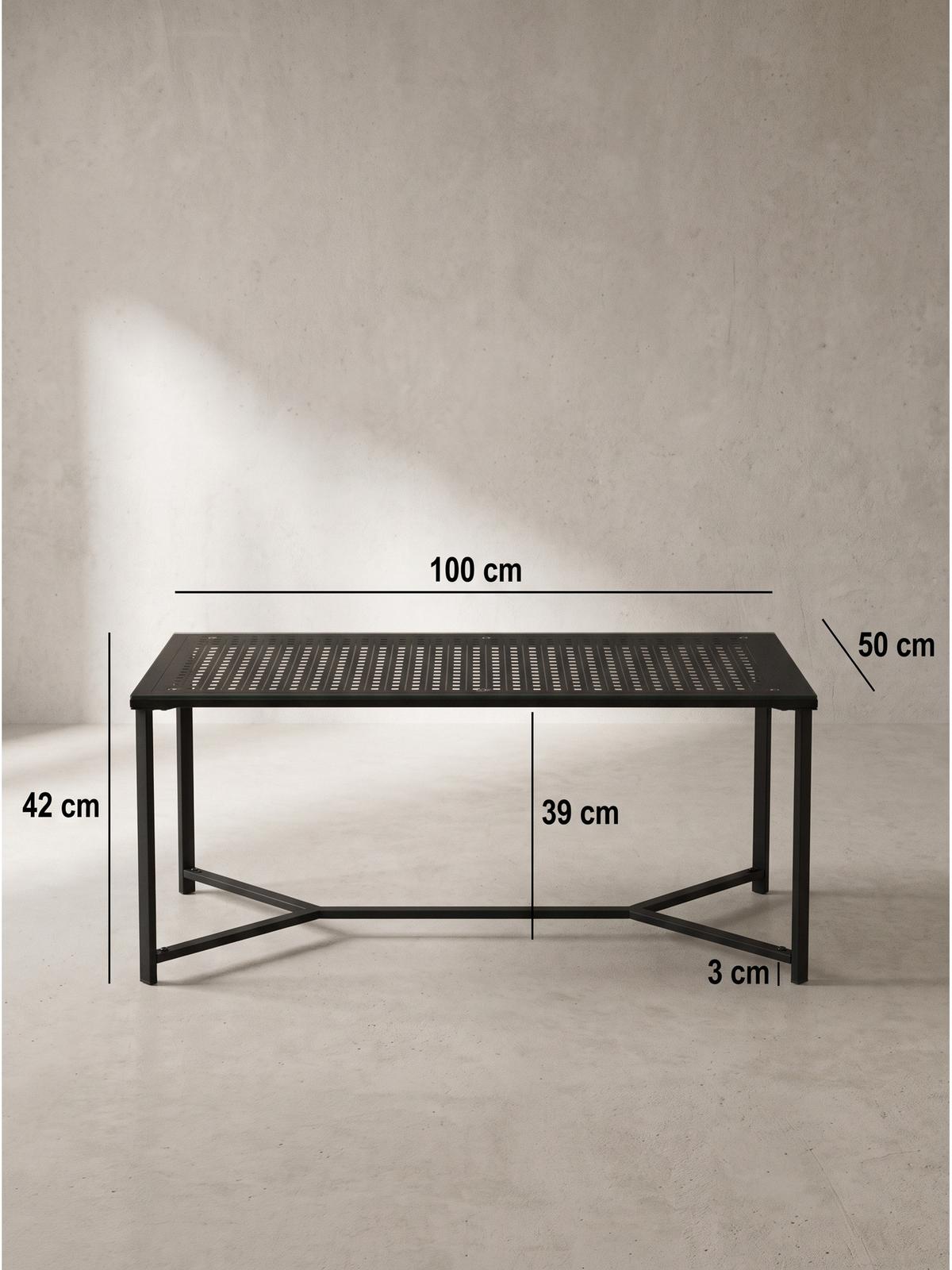 COUCHTISCH ALCUDIA, Einscheibensicherheitsglas, Schwarz, 100 x 50 x 42 cm - Schwarz, Glas/Metall (50/100/42cm) - KADIMA DESIGN