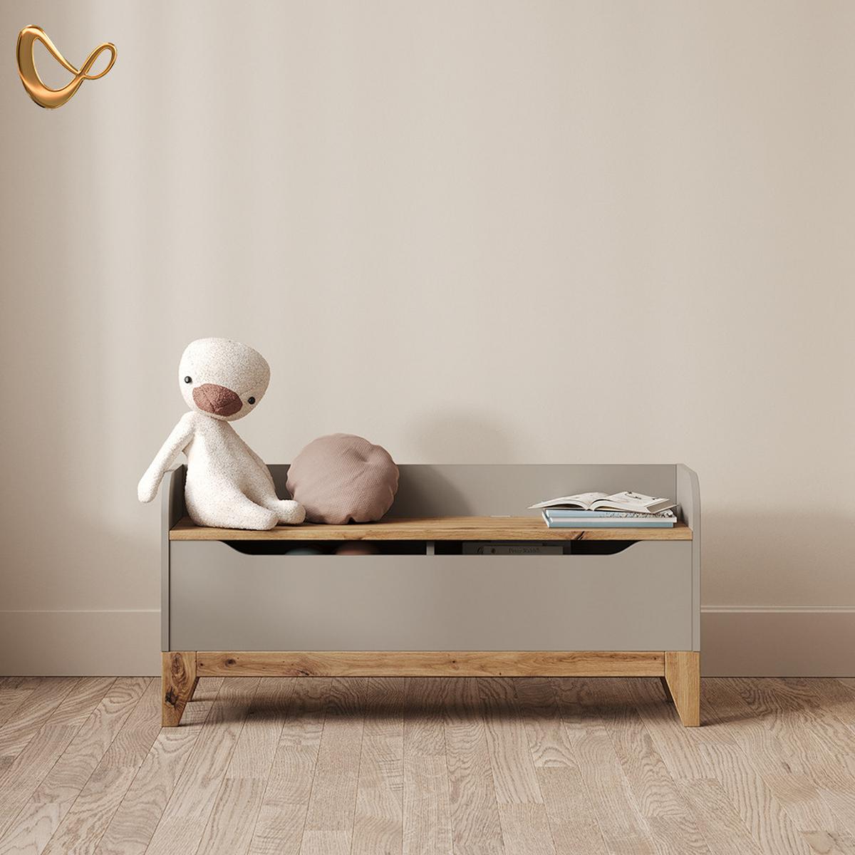 SPIELZEUGTRUHE Malia Cashmere/Artisan 107.2 x 50 cm mit Sitzbank - Kaschmir/Eiche Artisan, Holzwerkstoff (107.2/30cm) - Livinity®