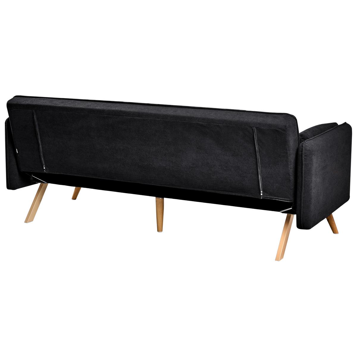 SCHLAFSOFA Stoff Schwarz Asaa - Schwarz/Braun, Textil (205/76/80cm) - Beliani