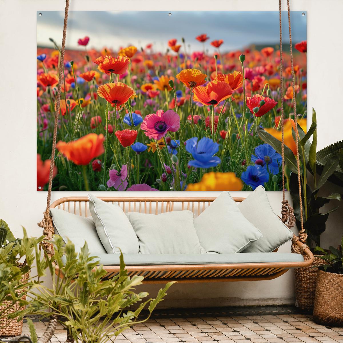 GARTENPOSTER Blumen - Mohnblumen - Farbenfroh - Natur Poster für draußen 180x120 cm - Dunkelorange, Kunststoff (180/120/0.2cm) - OnlyWow