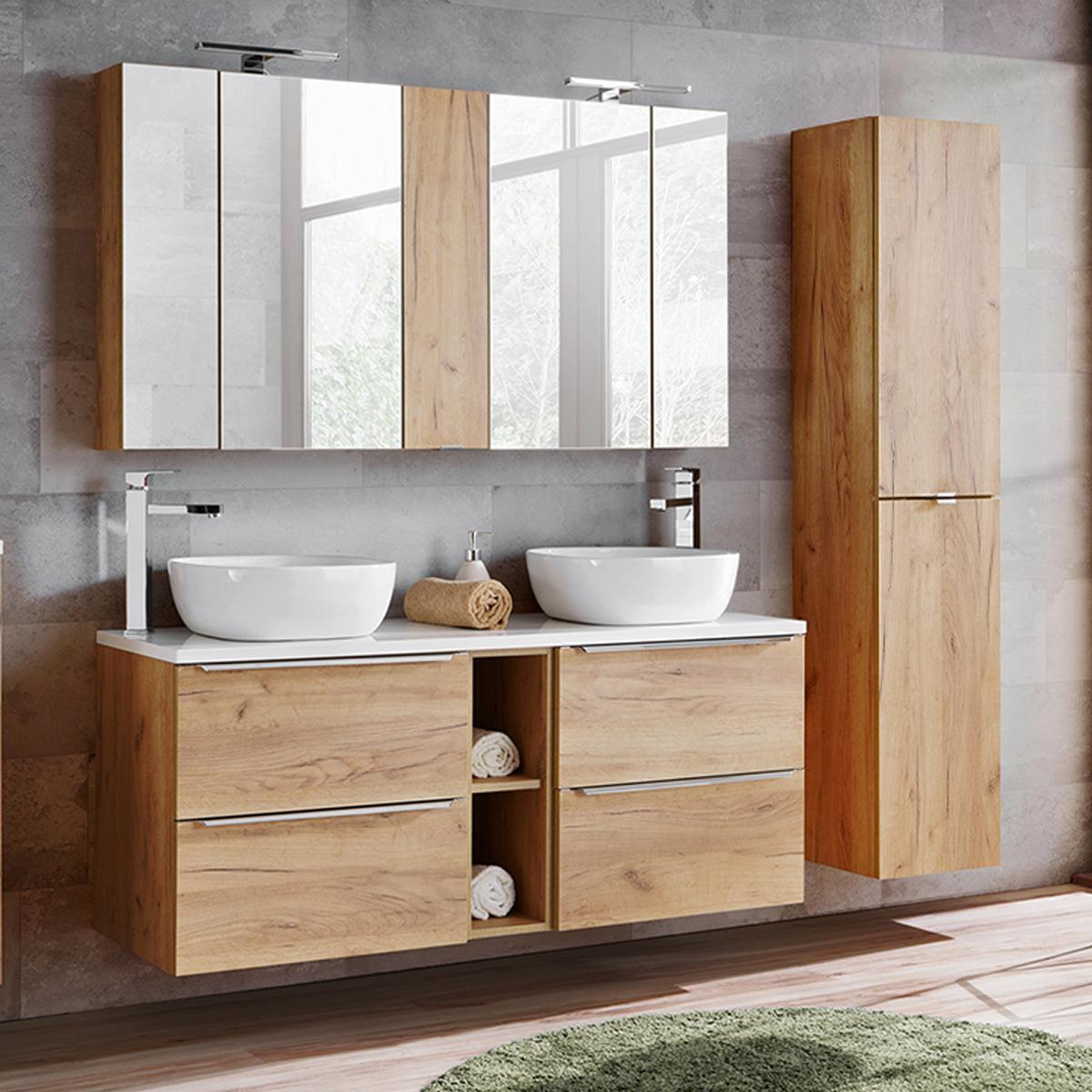 BADMÖBEL 140.4cm April 2er-Set Holz - Braun, Holzwerkstoff (140.4/59/46cm) - Petits-meubles