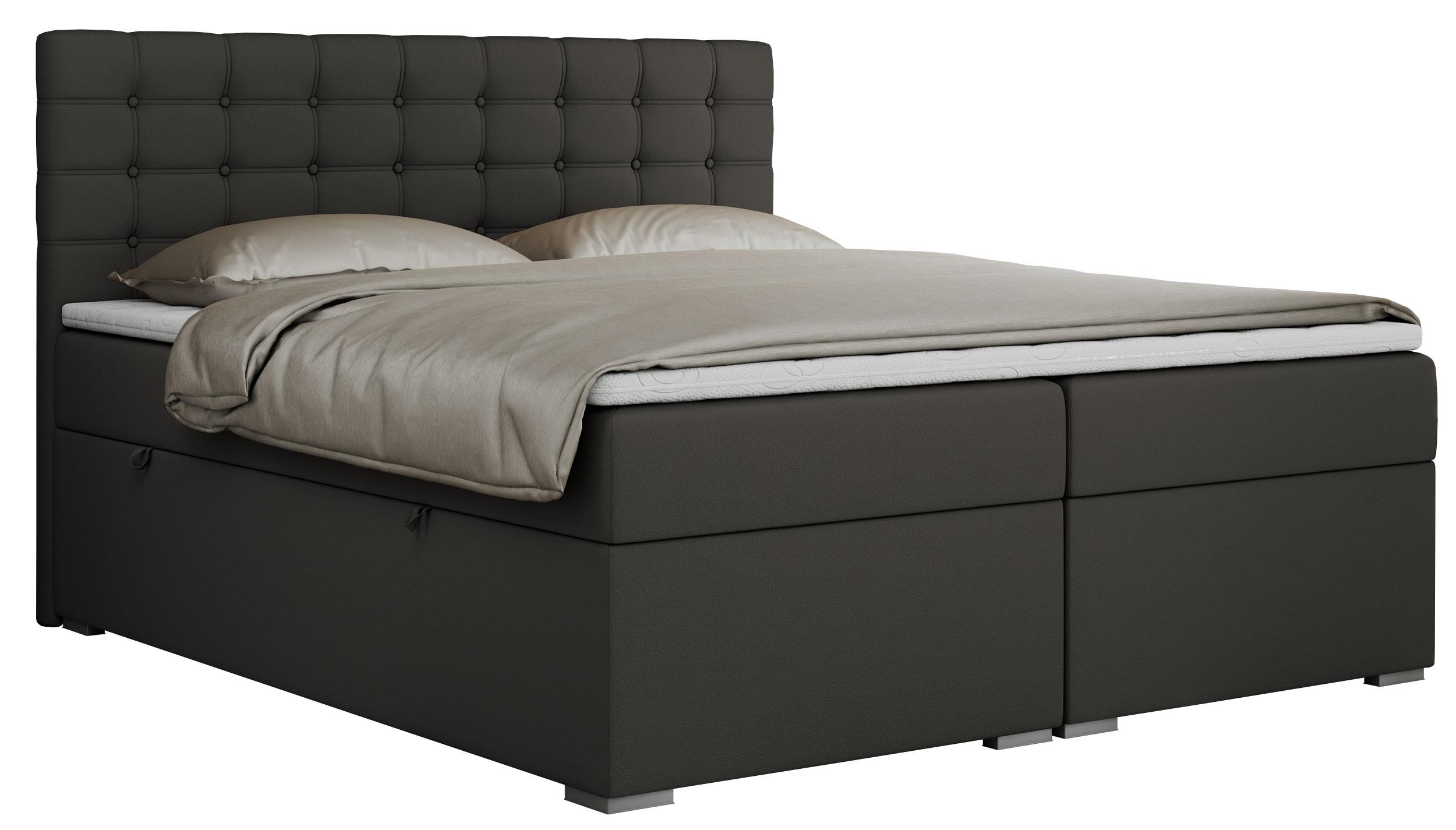 BOXBETT SUSAN 200/200 Dunkelgrau Kunstleder - H4 - Dunkelgrau, Holz/Textil (200/200cm) - MKS