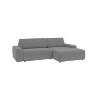 ECKSOFA Lopez Hellgrau Samt-Stoff - Hellgrau/Schwarz, Holz/Kunststoff (264/162cm) - S-Style Möbel