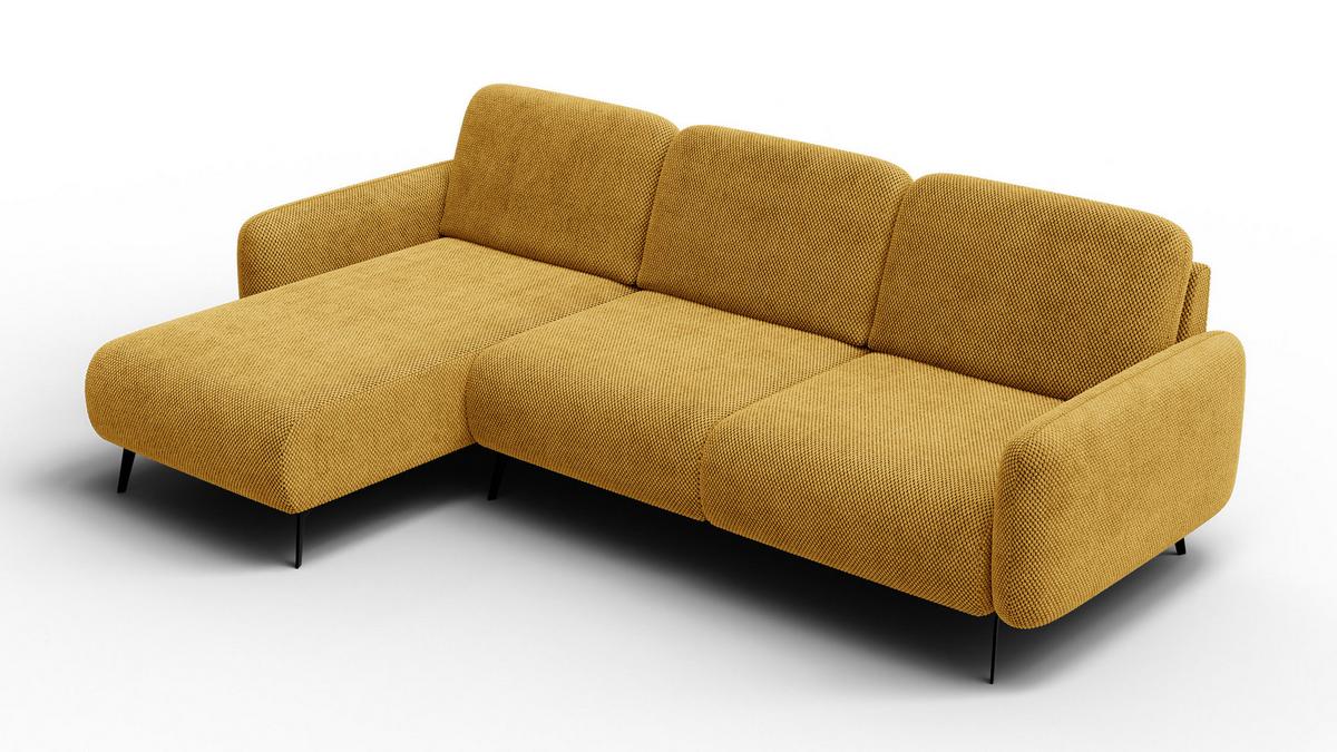 ECKSOFA FEBE 4-Sitzer links, dunkelgelb - Gelb/Schwarz, Holz/Textil (264/157cm) - Wozimo