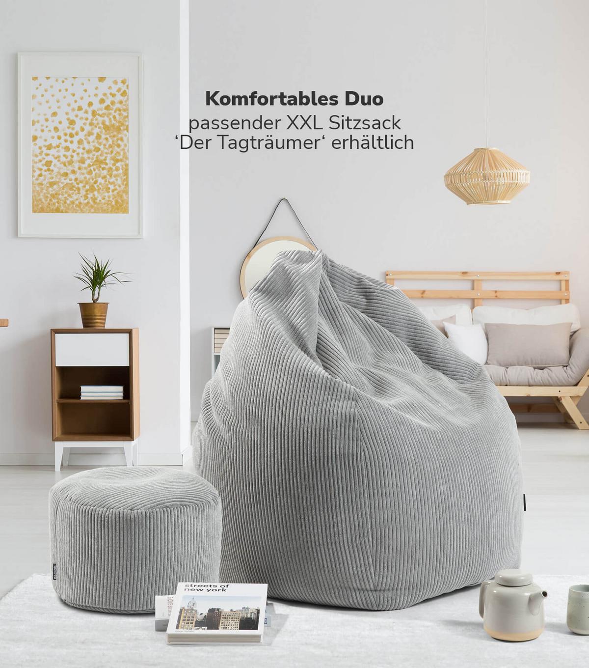 POUF Cord Der Faule Lenz - Grau, Textil (50/30/50cm) - Mokebo