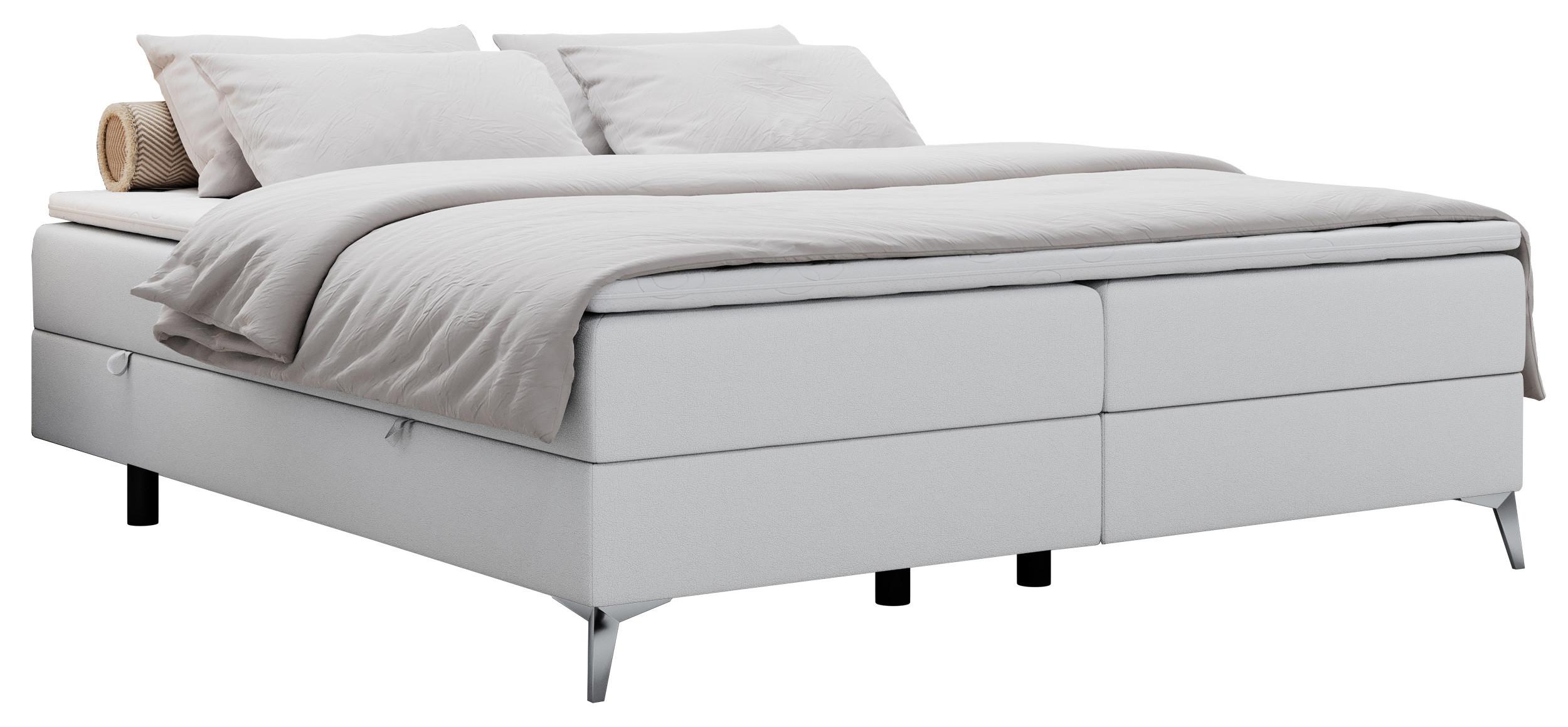 BOXBETT LESS 200/200 Weiß Kunstleder - H4 - Weiß, Holz/Textil (200/200cm) - MKS