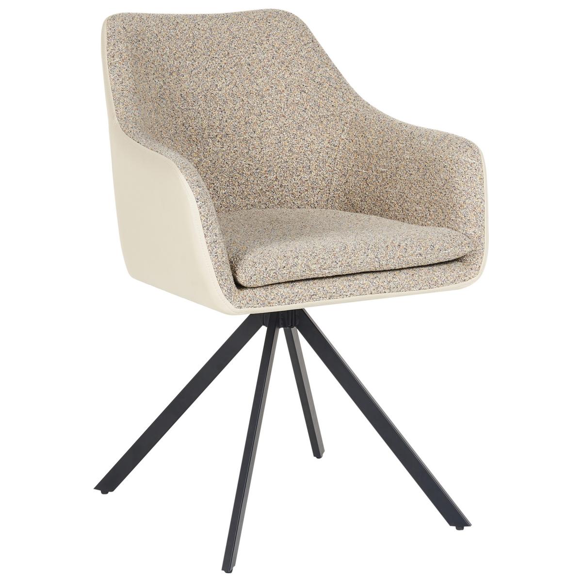ESSZIMMERSTUHL 2er-Set Taupe Lithia - Taupe/Schwarz, Textil (58/86/63cm) - Beliani