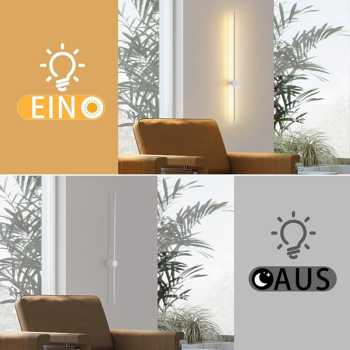 LED - WANDLEUCHTE Meerthion 10.0/6.0/60.0 cm - Weiß, Metall (10/6/60cm) - ZMH