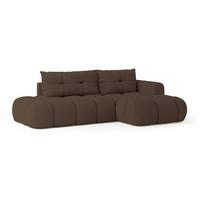 ECKSOFA FLUMA R-S Braun Boucle-Stoff mit Schlaffunktion - Braun, Holz (279/158cm) - MASSENO