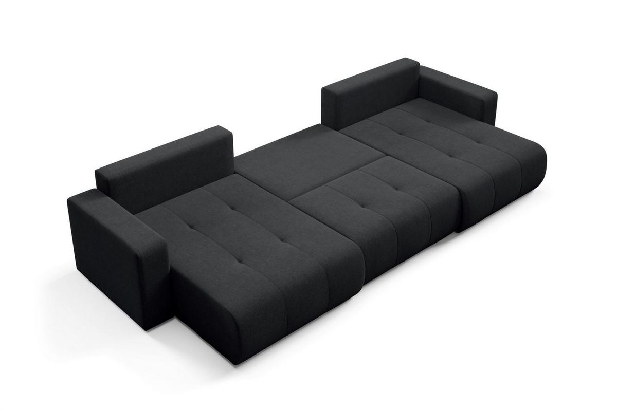 WOHNLANDSCHAFT Augusto - Schwarz, Holzwerkstoff/Textil (344/82/149cm) - Fun Möbel