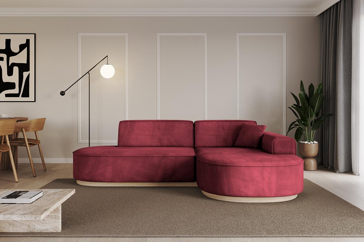 ECKSOFA Ottomane Rechts MARI-L1-v1 - 243x171x83 cm Bordeaux Velours - Bordeaux, Holzwerkstoff/Textil (171/243cm) - ALTDECOR