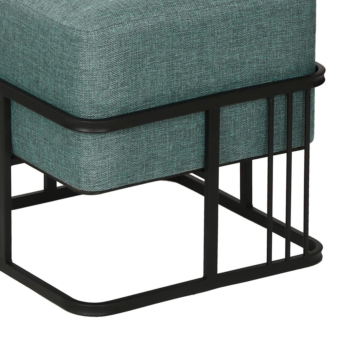 HOCKER-SET 2-TLG. Tas - Schwarz/Grün, Holzwerkstoff/Textil (38/38/38cm) - [en.casa]