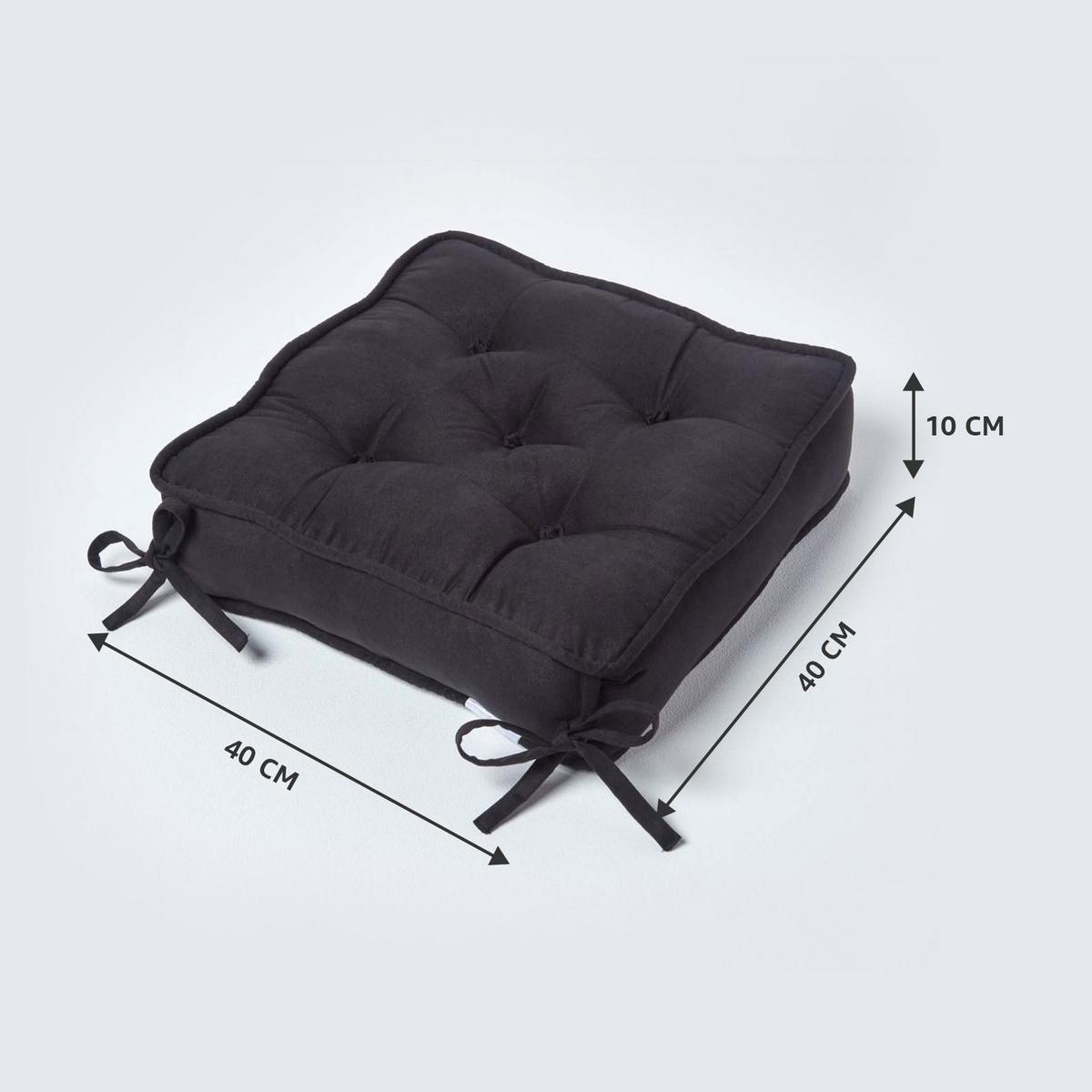 SITZKISSEN schwarz 40/40/10 cm – Stuhlkissen Velours - Schwarz, Textil (40/40/10cm) - Homescapes