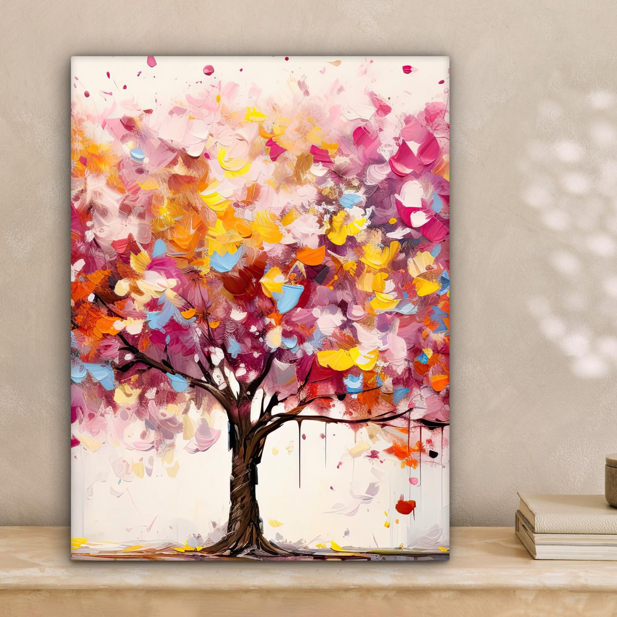 LEINWANDBILD Aquarell - Baum - Kunst - Abstrakt Room Decor 30x40 cm - Rosa, Textil (30/40cm) - MuchoWow