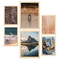POSTER Set Mit 6 Kroatien Wandbild A3 & A4 Rahmen Aus Hellem Holz - Beige, Papier (29/3cm) - Nacnic