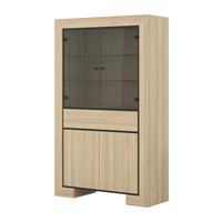 VITRINE LUNO 185 / 113 cm in Eichefarben - Eichefarben/Schwarz, Holzwerkstoff (113/185/41cm) - MASSENO
