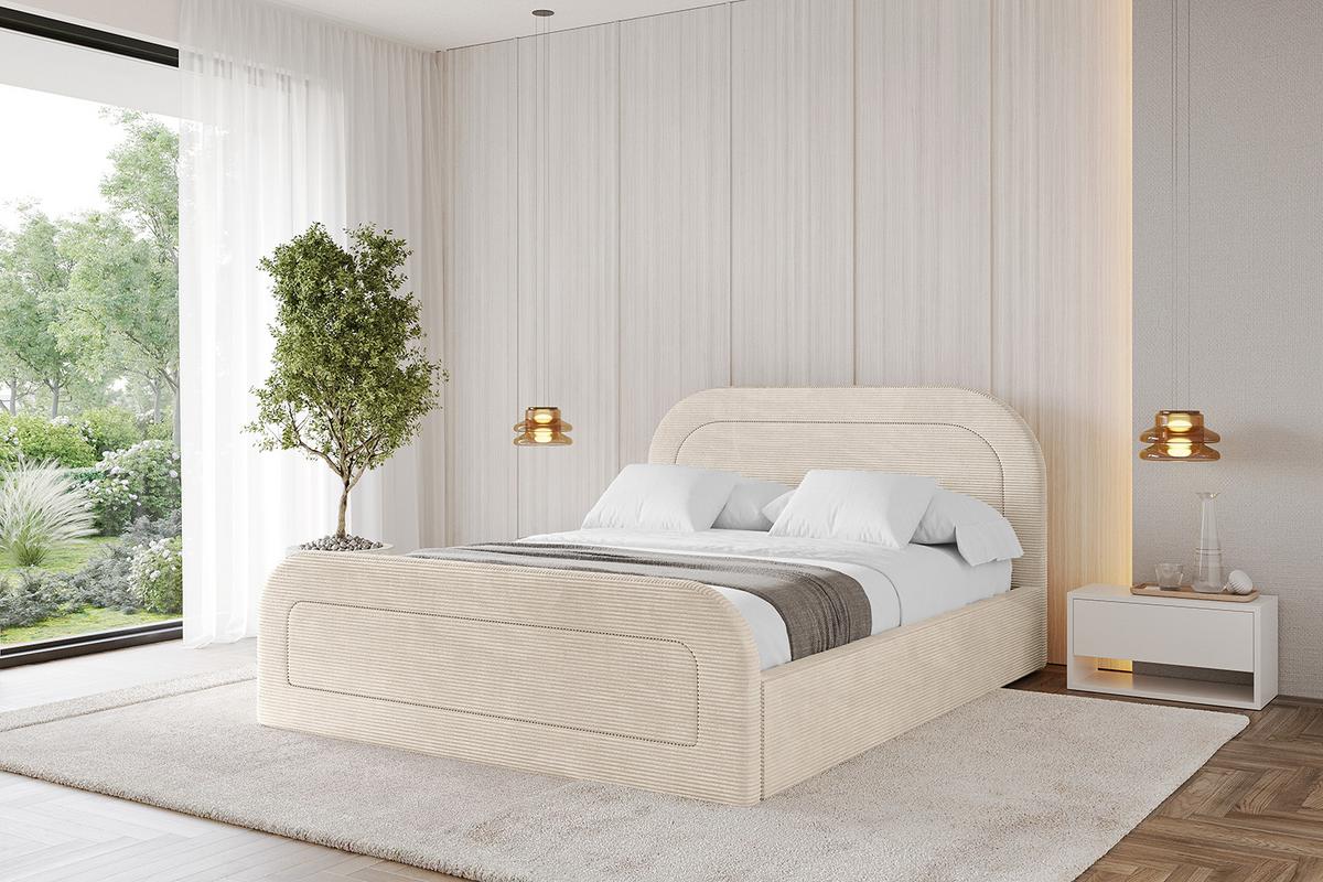 POLSTERBETT mit Bettkasten, Fußteil und Lattenrost, Boxbett ohne Matratze - LERAY-Z 120x200 Beige - Creme, Holzwerkstoff/Textil (120/200cm) - ALTDECOR