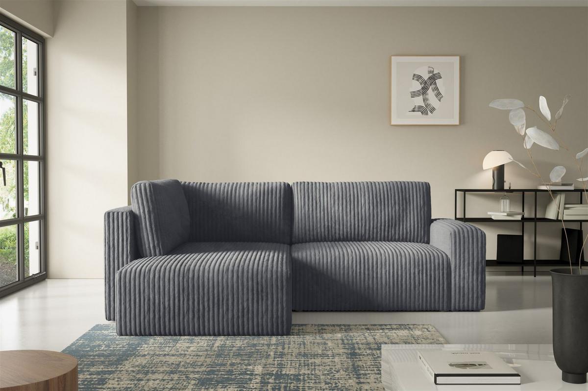 ECKSOFA Natalia Xl - Grau, Holzwerkstoff/Textil (182/245cm) - Fun Möbel