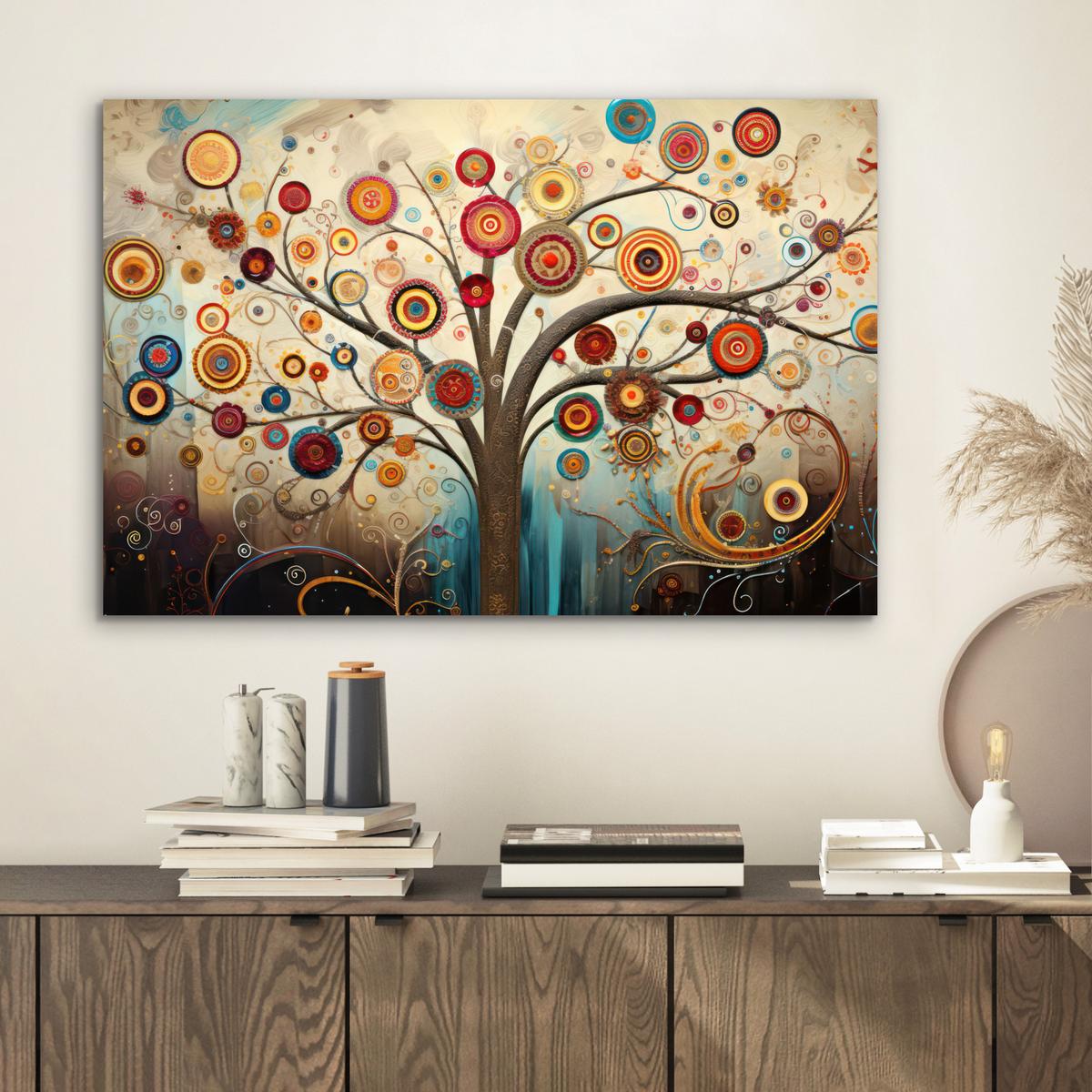 METALLBILD Baum - Baum des Lebens - Farbe Wandbild 60x40 cm - Braun, Metall (60/40cm) - MuchoWow