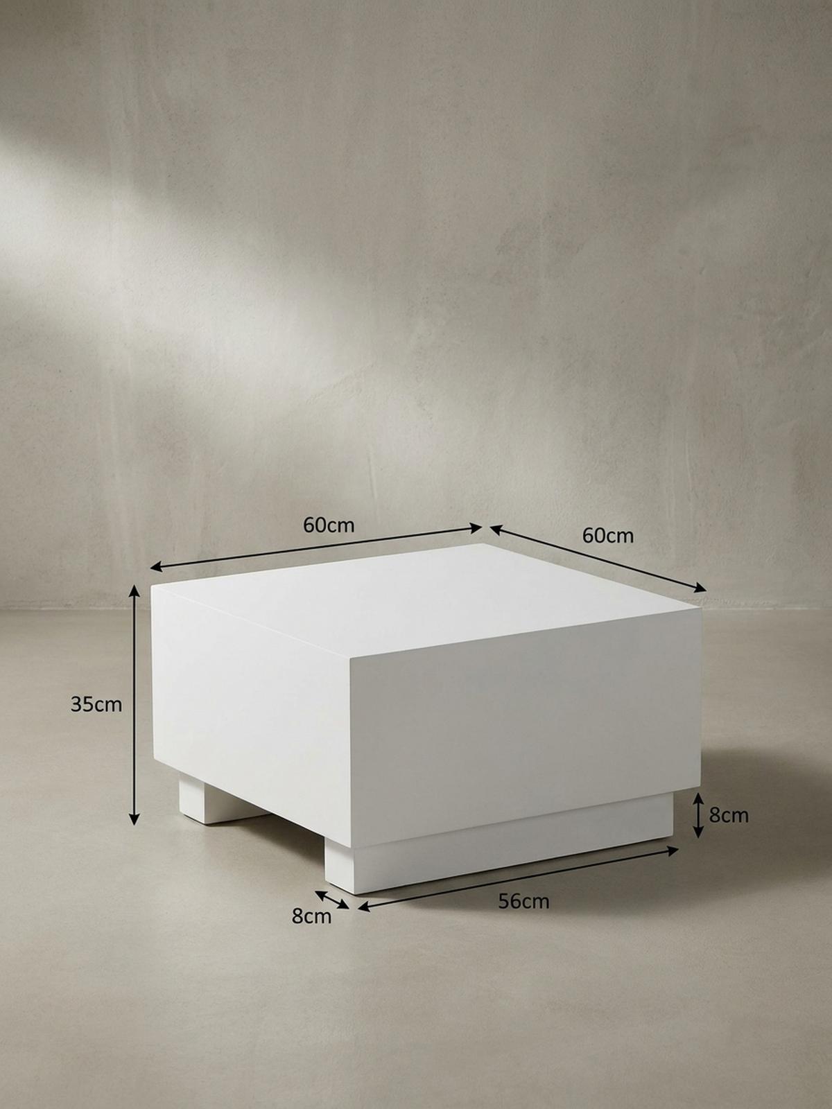COUCHTISCH in Würfelform, Weiß Hochglanz, 60x60x35 cm, modernes Design - Weiß, Holzwerkstoff (60/60/35cm) - KADIMA DESIGN