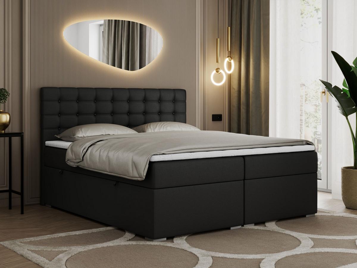BOXBETT SUSAN 200/200 Schwarz Kunstleder - H4 - Schwarz, Holz/Textil (200/200cm) - MKS