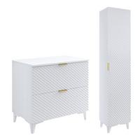 BADMÖBEL 80.4cm Cléa 2er-Set Weiß - Weiß, Holzwerkstoff (80.4/62.6/48.5cm) - Petits-meubles